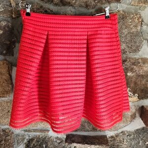 Express High Waist Mesh Pleated Skirt- Red Size 10